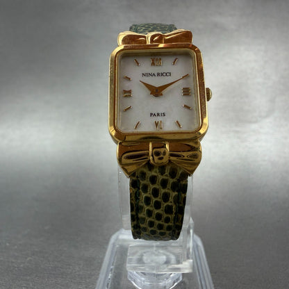 Nina Ricci Tank Watch Women 18mm MOP Dial Gold Plated Rectangle D950 New Battery5