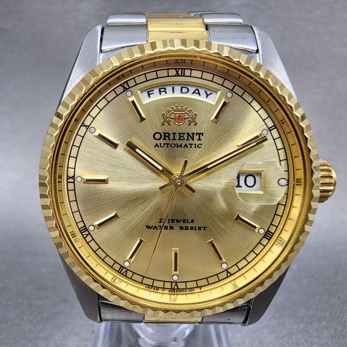 Orient President Watch Men 36mm Gold Dial Two Tone Daydate Automatic Works1