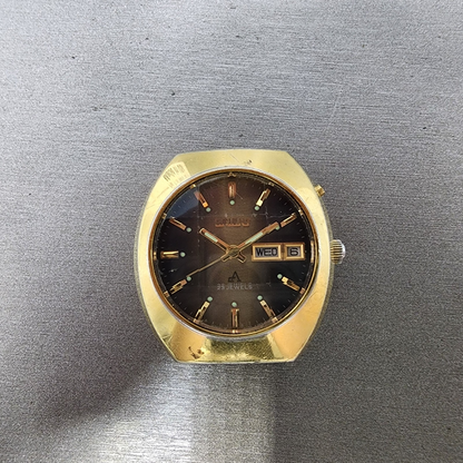 Orient ChronoAce Watch Men 36mm Brown Dial Gold Tone Daydate Automatic Runs0