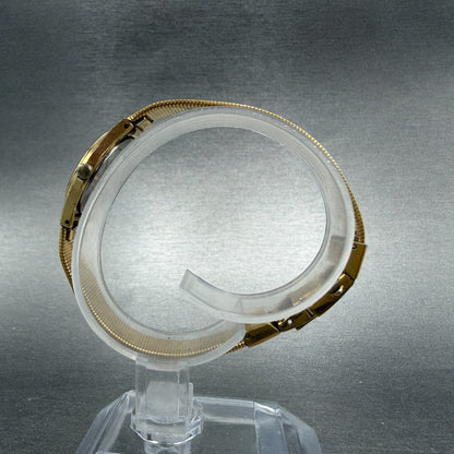 Seiko Watch Women 20mm Champagne Dial Gold Tone Round 2c21-0010 New Battery JUG86