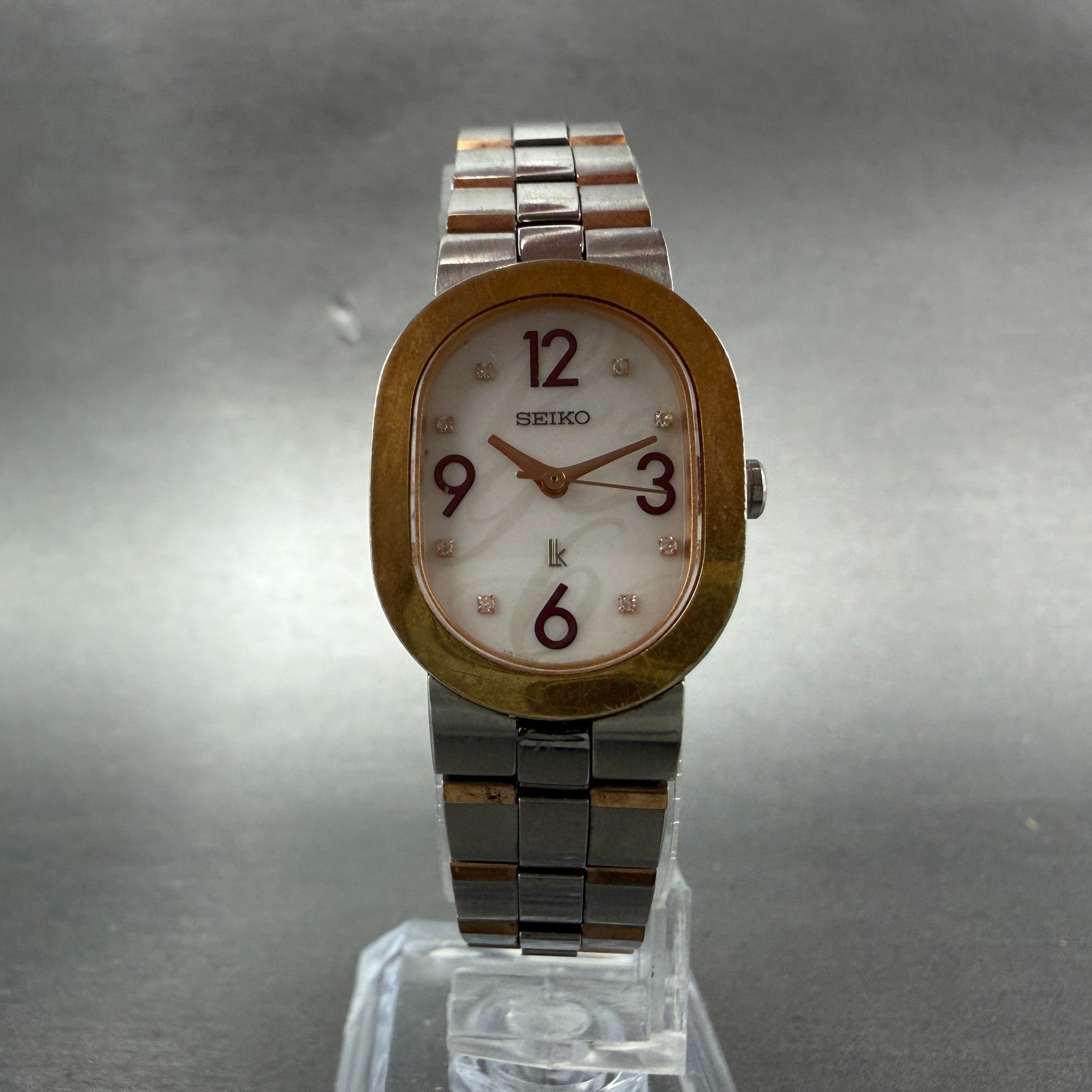 Seiko Lukia Watch Women 21mm MOP Dial Two Tone Oval 1F21-0AZ0 New Battery5