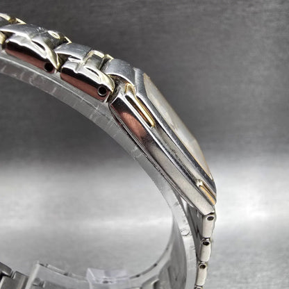 Seiko Tank Watch Women 21mm White Dial Two Tone Rectangle 1N00-0FY0 New Battery3