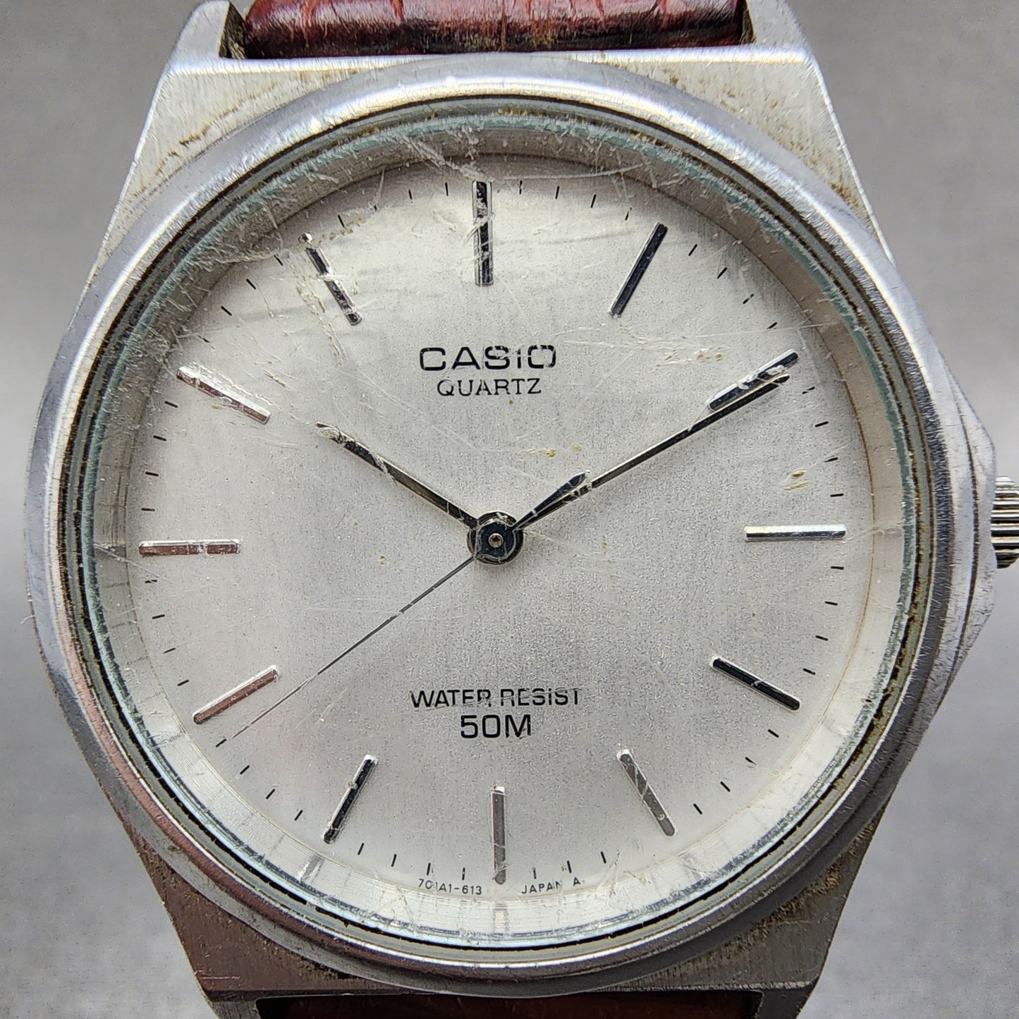 Casio Watch Men 35mm Silver Dial Silver Tone Round MQW73 New Battery1