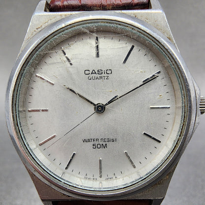Casio Watch Men 35mm Silver Dial Silver Tone Round MQW73 New Battery1