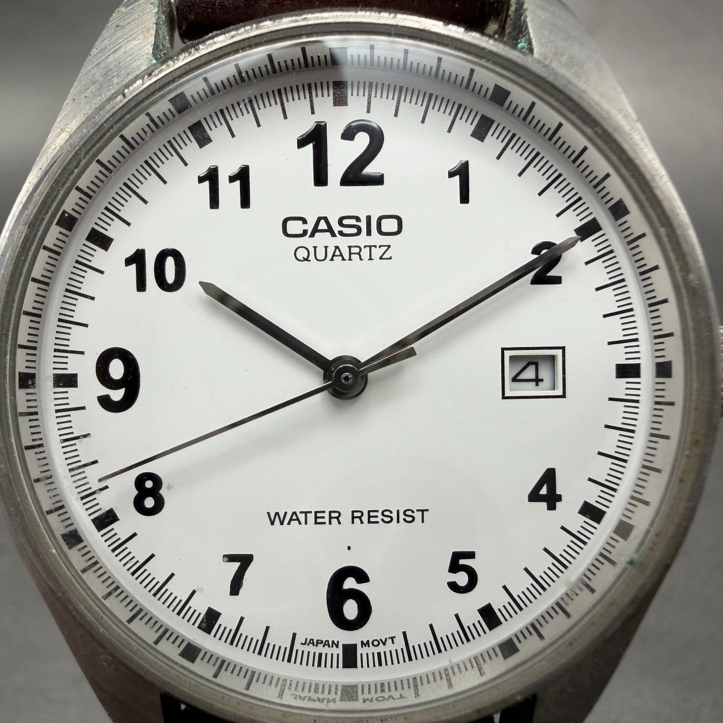 Casio Watch Men 37mm White Dial Silver Tone Date Round MTP-1175 New Battery1
