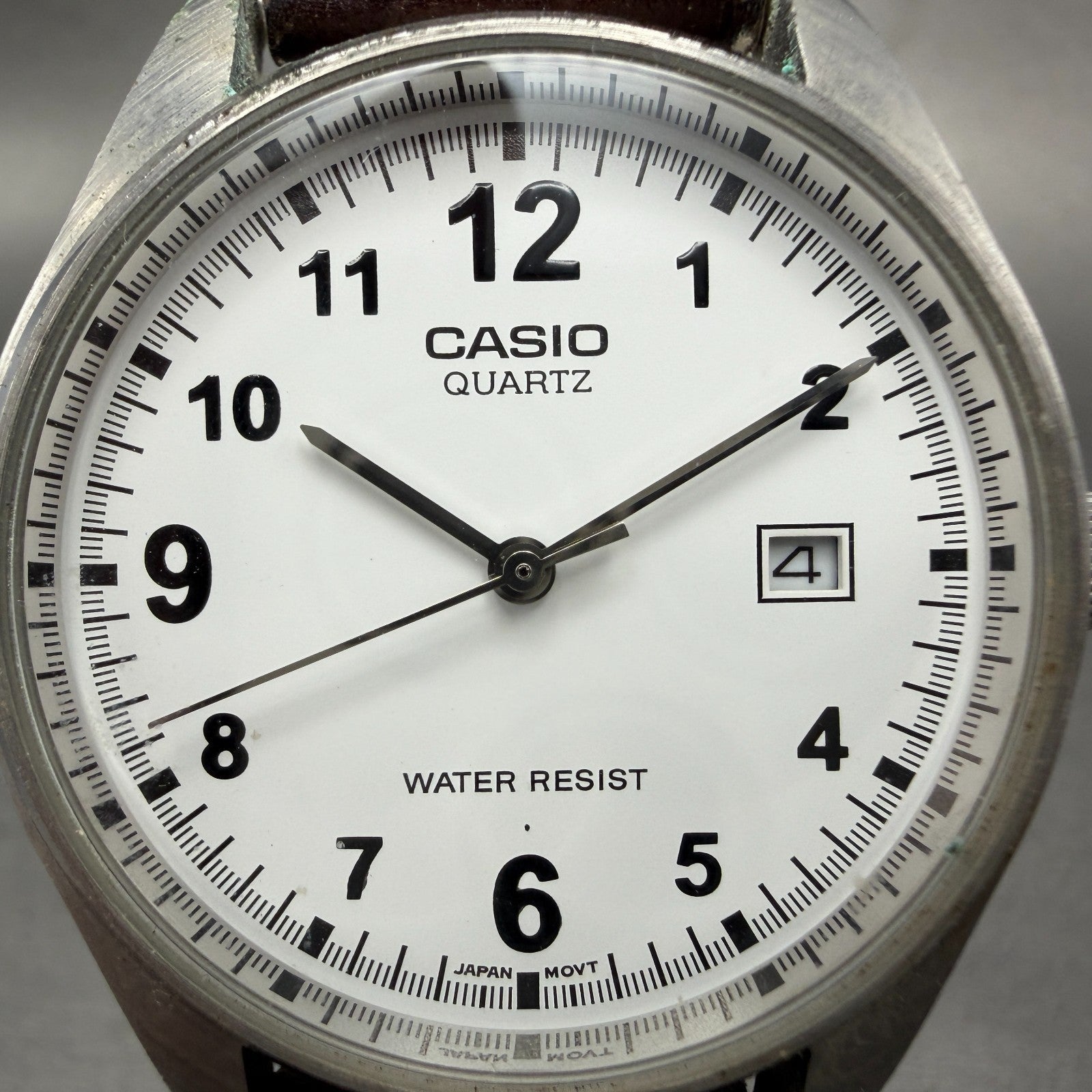 Casio Watch Men 37mm White Dial Silver Tone Date Round MTP-1175 New Battery1