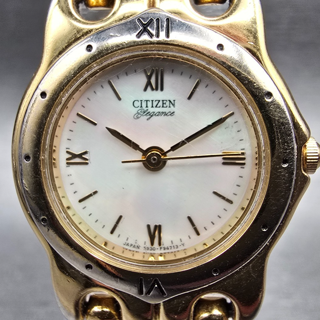Citizen Elegance Watch Women 23mm MOP Dial Gold Round 5930-F91342 New Battery 781