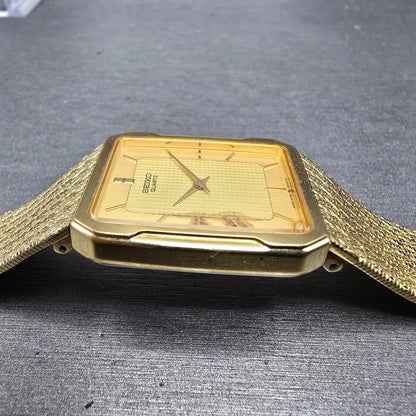 Seiko Tank Watch Men 25mm Champagne Dial Gold Tone Rectangle 5Y30-5B49 PARTS6