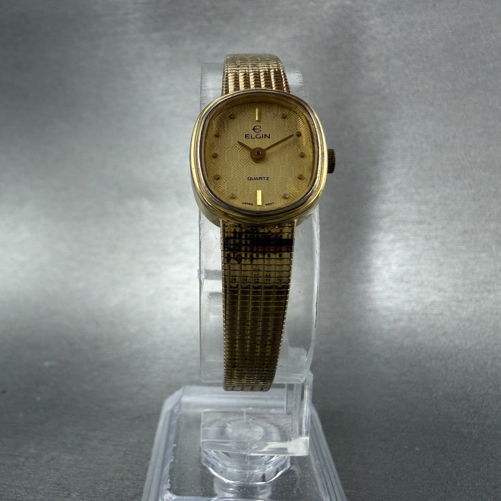 Elgin Watch Women 16mm Champagne Dial Gold Tone Oval Vintage New Battery5
