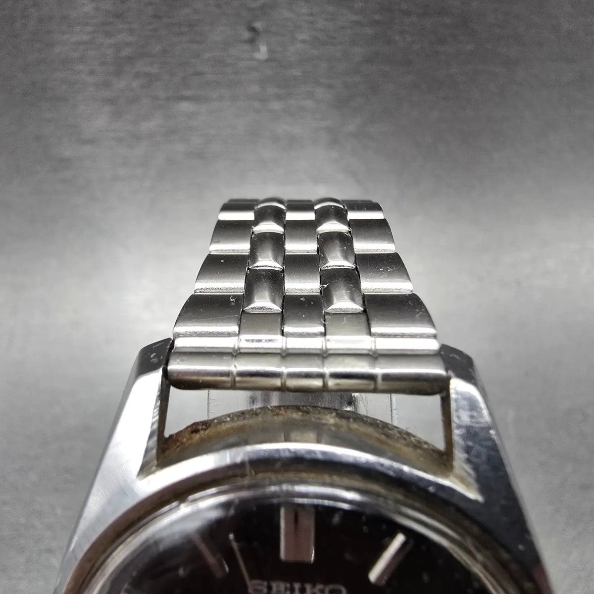 Seiko 5 Sportsmatic Watch Men 36mm Black Dial Silver Tone Daydate 6619-7070 Runs4