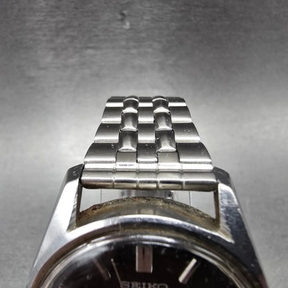 Seiko 5 Sportsmatic Watch Men 36mm Black Dial Silver Tone Daydate 6619-7070 Runs4