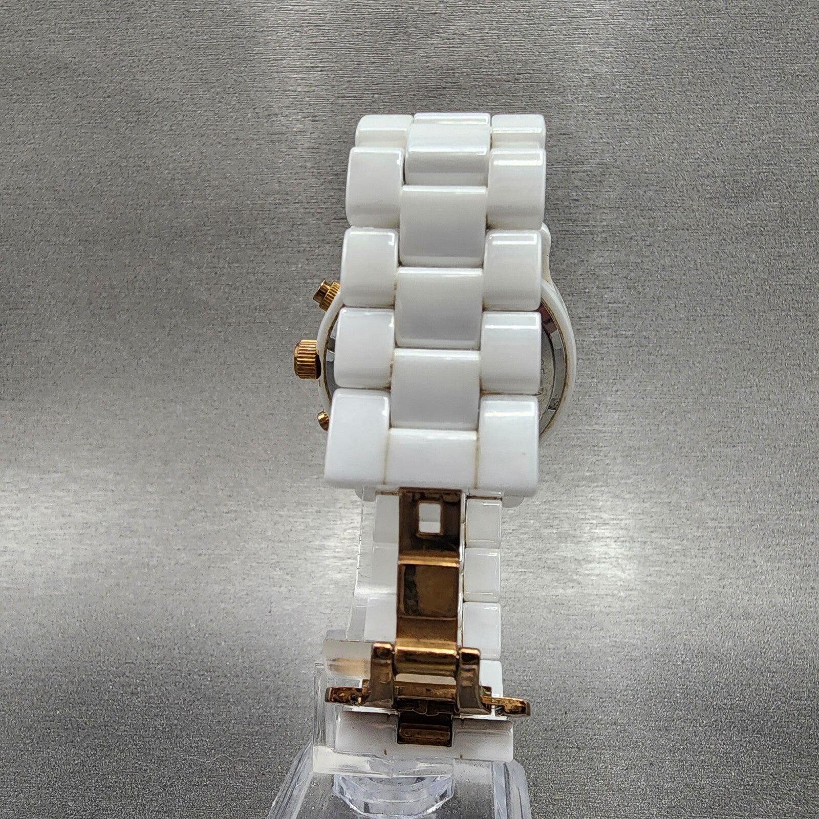 Michael kors Chronograph Watch Women 39mm White Dial Ceramic Date Round New Batt7