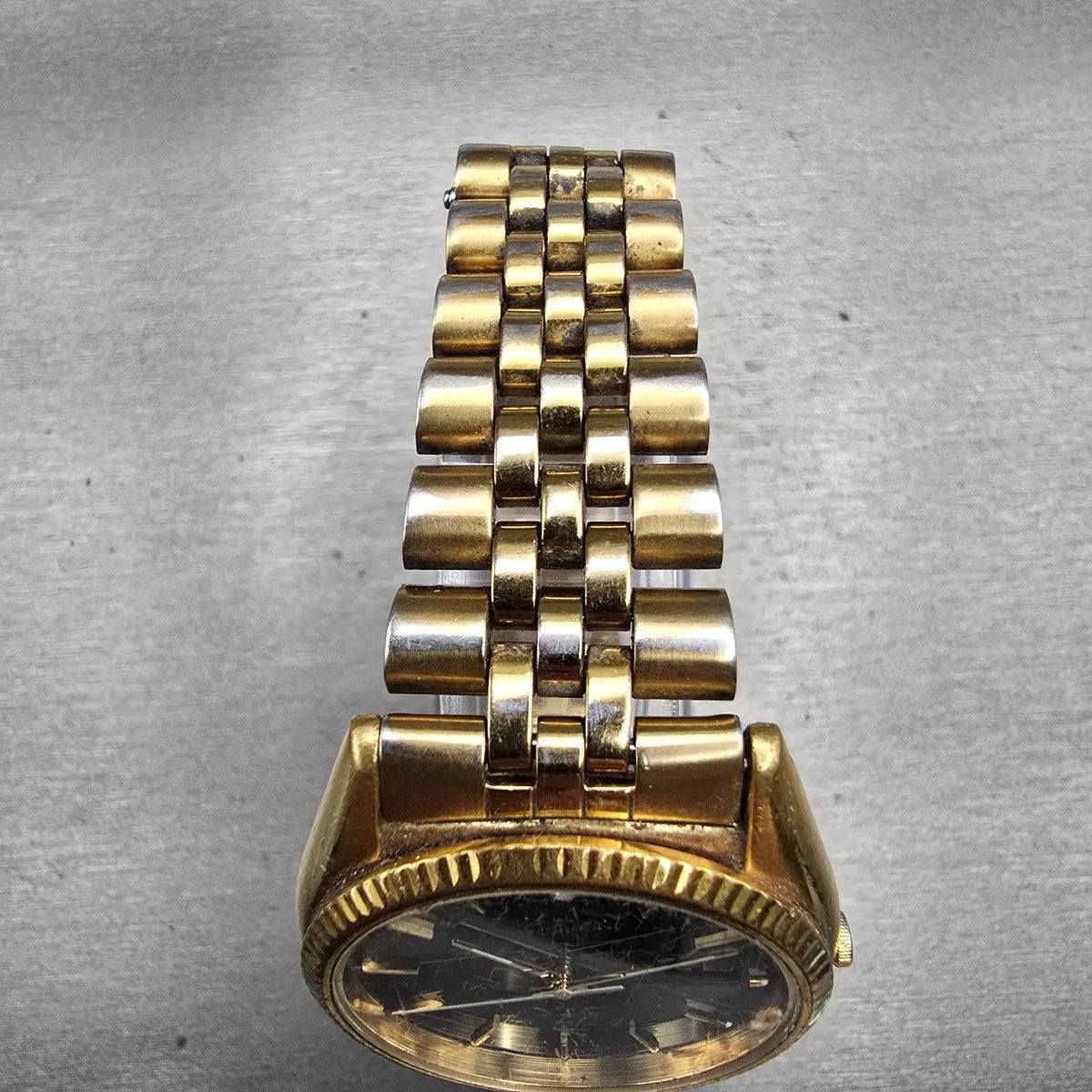 Seiko President Watch Men 36mm Black Dial Gold Tone Daydate 7N43-8111 New Batt4