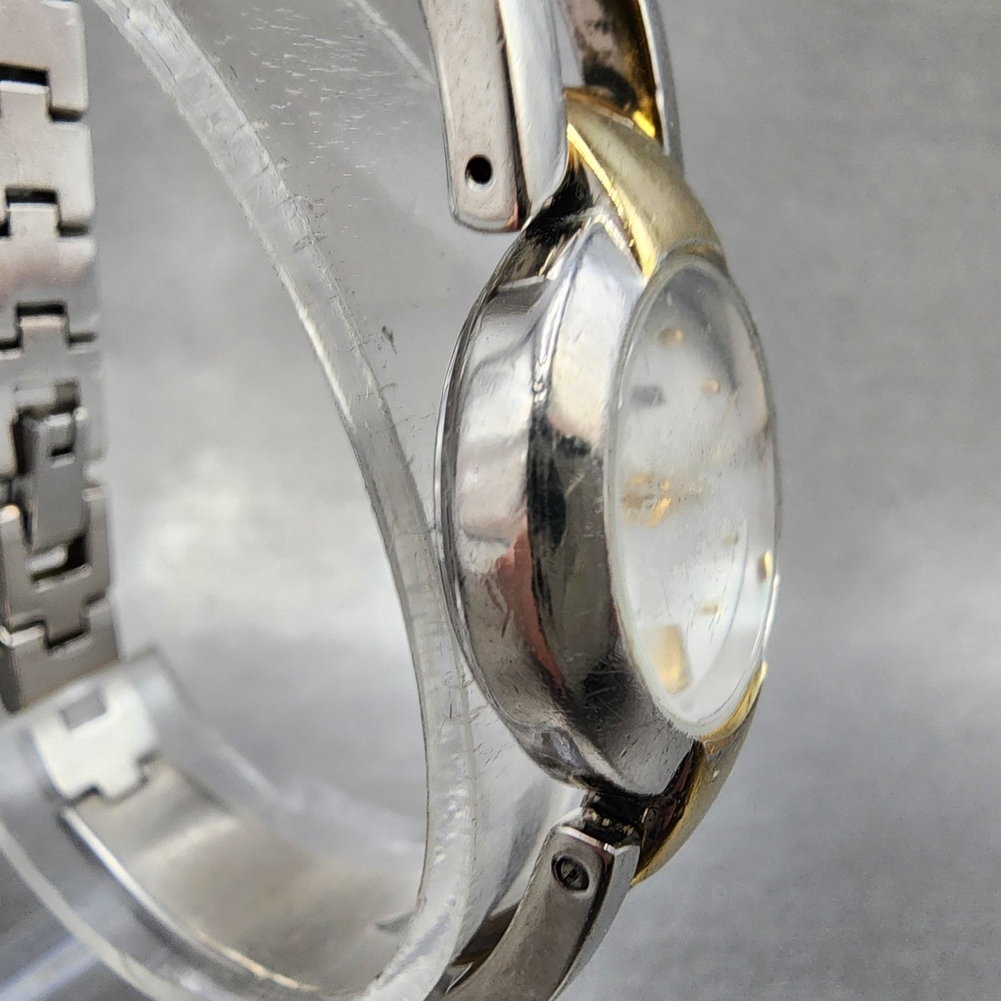 Bulova Watch Women 22mm MOP Dial Two Tone Round 98T80 Bangle New Battery3