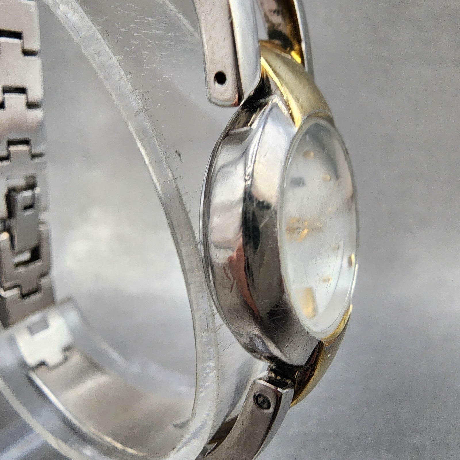 Bulova Watch Women 22mm MOP Dial Two Tone Round 98T80 Bangle New Battery3
