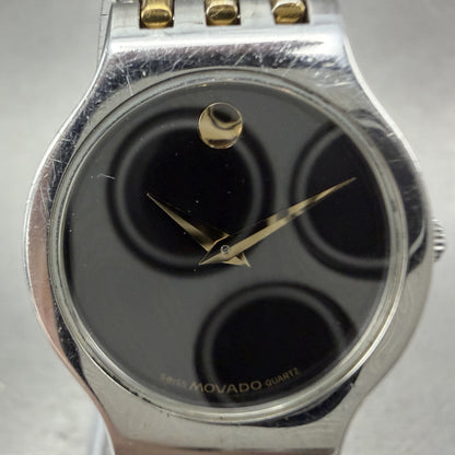 Movado Esperanza Watch Women 23mm Black Dial Two Tone Round 84A11821 New Batt A11