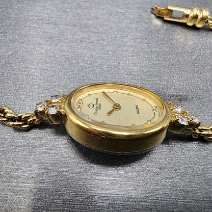 Christian Bernard Watch Women 16mm Cream Dial Gold Tone Oval READ!!! New Batt6