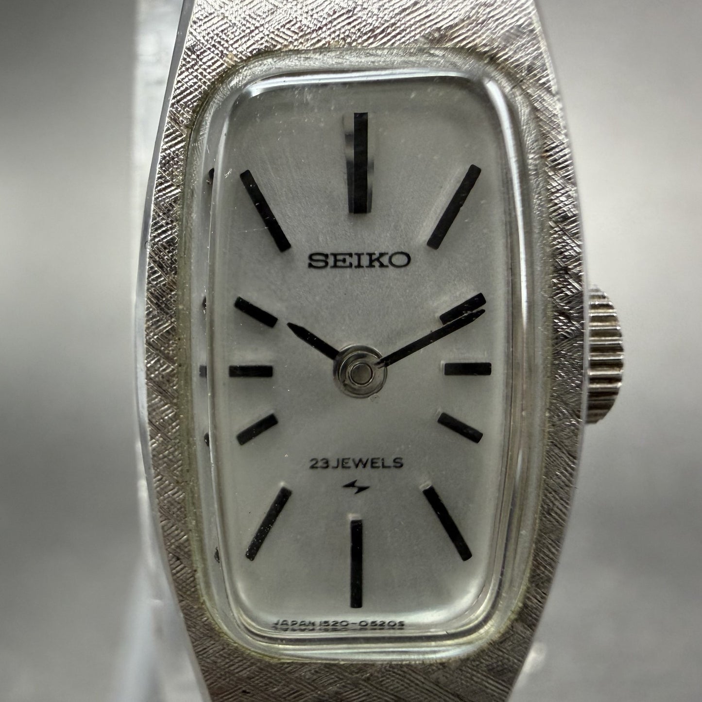 Seiko Watch Women 14mm Silver Dial Silver Tone Rectangle Manual Wind Runs1