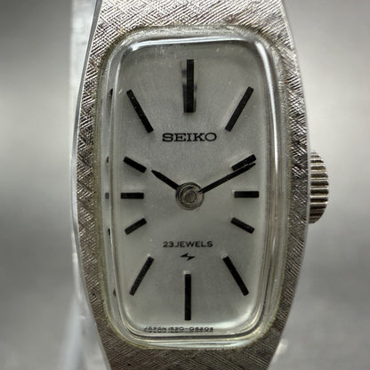 Seiko Watch Women 14mm Silver Dial Silver Tone Rectangle Manual Wind Runs1