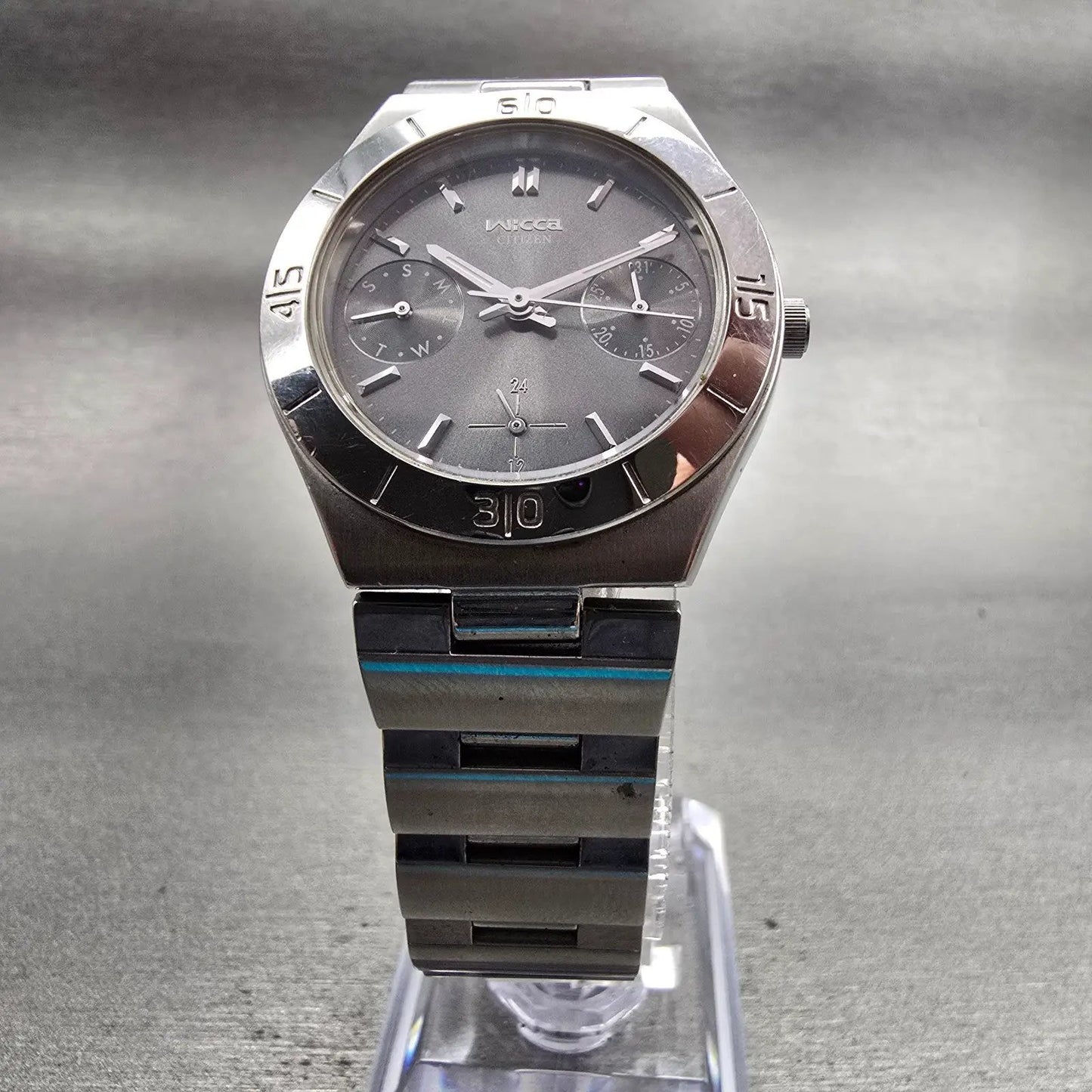 Citizen Wicca Watch Women 30mm Silver Dial Silver Daydate 6329-L20107 New Batt5