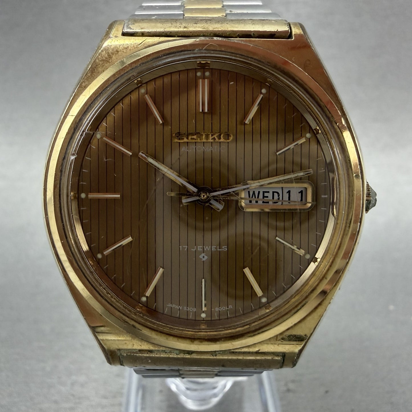 Seiko Automatic Watch Men 38mm Champagne Dial Two Tone Daydate 63098009 Runs1