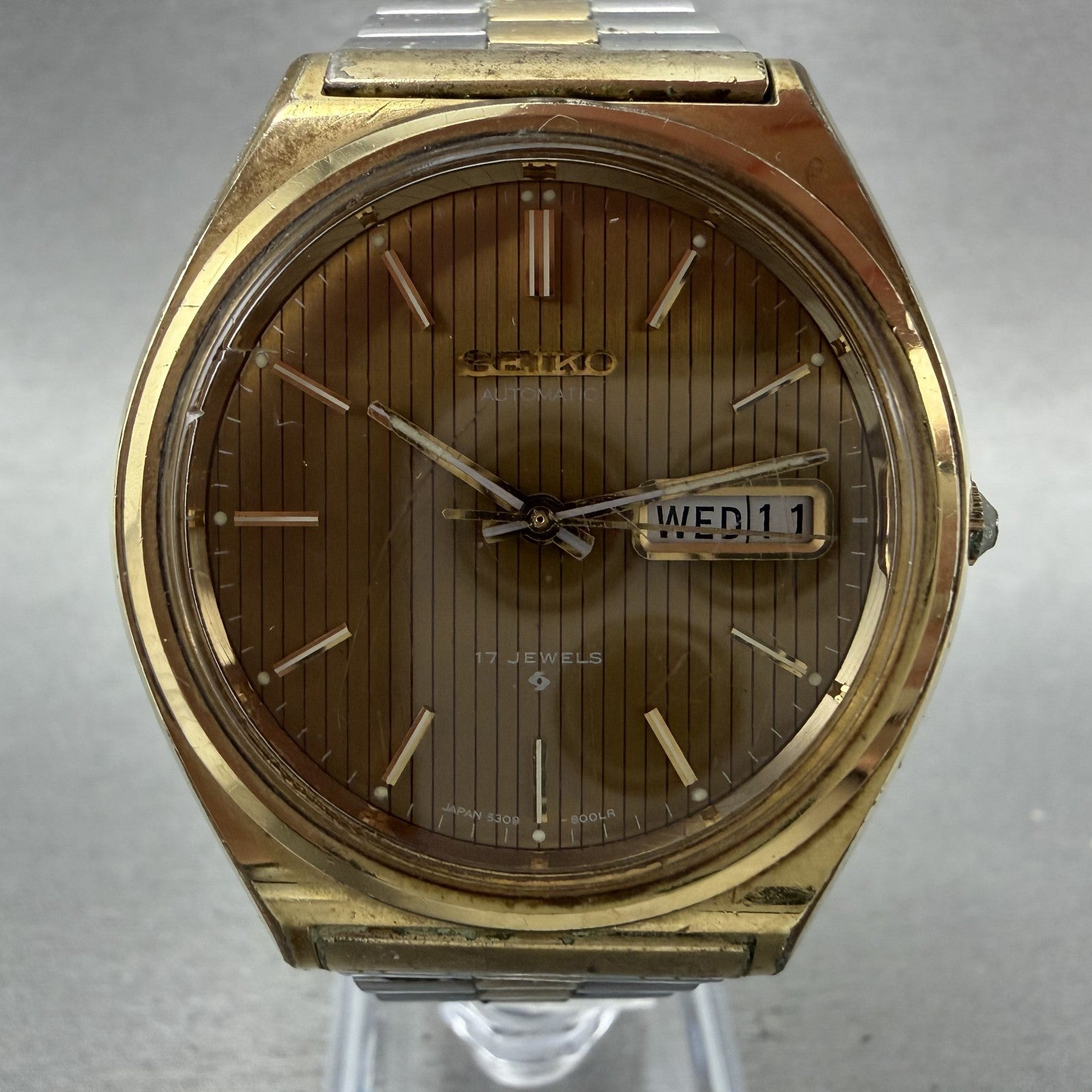 Seiko Automatic Watch Men 38mm Champagne Dial Two Tone Daydate 63098009 Runs1