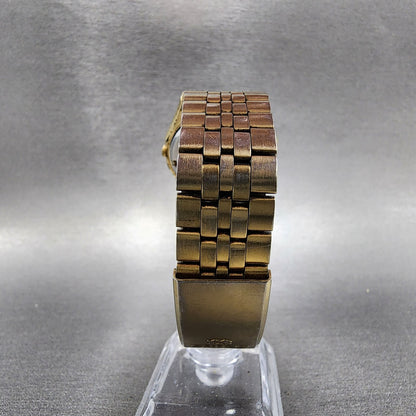 Seiko SQ Watch Men 33mm Blue Dial Gold Tone Daydate Round 5Y23-6A39 New Batery