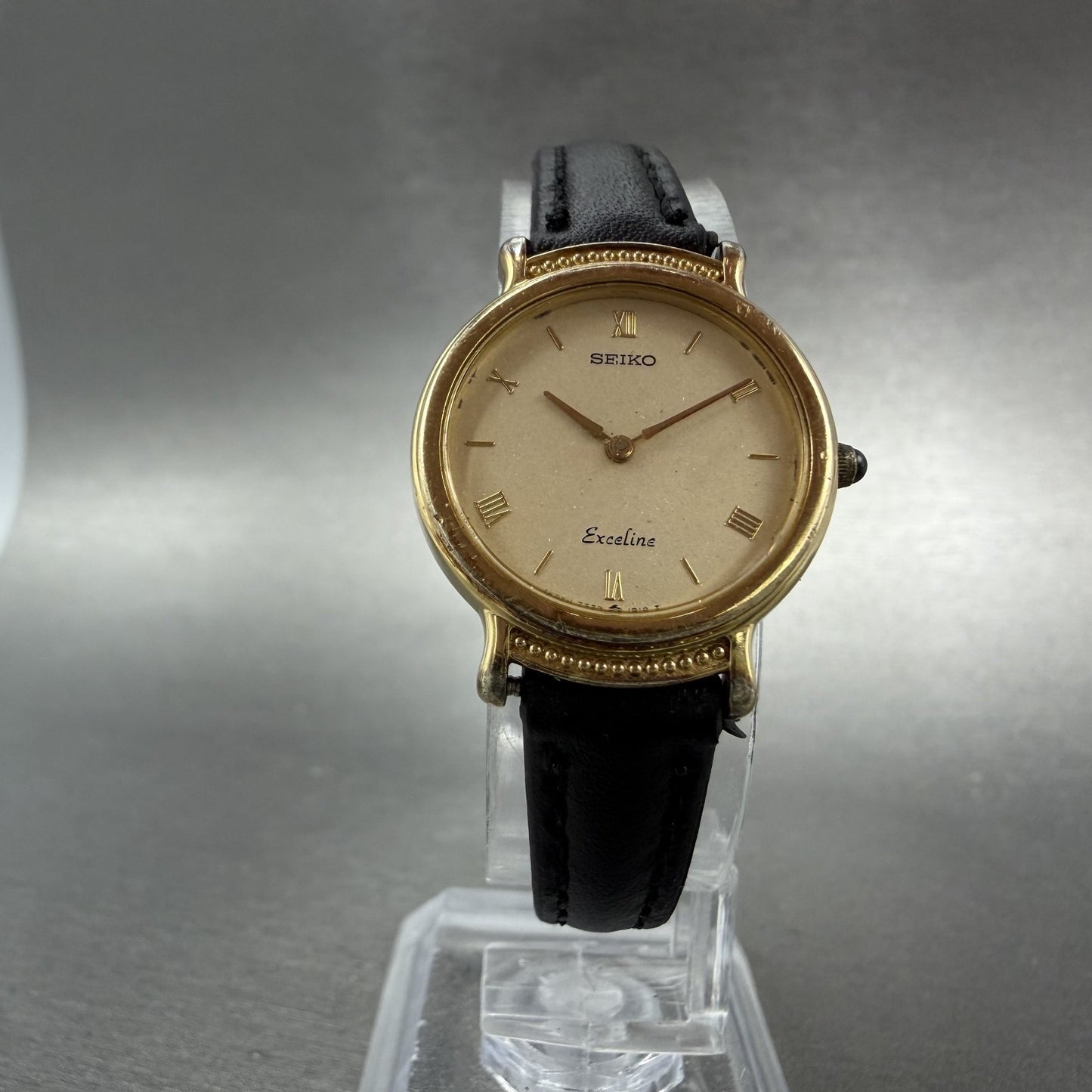 Seiko Exceline Watch 23mm Women Champagne Dial Gold Tone 7320-0370 New Battery5