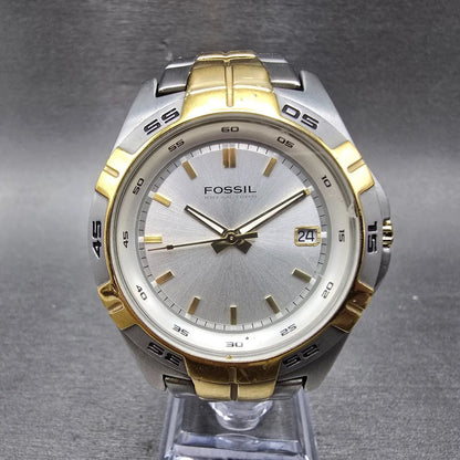 Fossil Blue Watch Men 41mm Silver Dial Two Tone Date Round  AM-3998 New Battery0