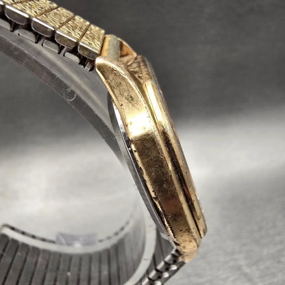 Seiko Watch Men 32mm Gold Dial Gold Tone Rectangle 9721-5030 New Battery Vintage3