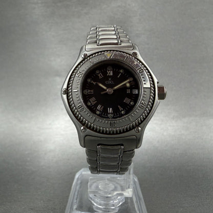 Ebel Discovery Watch Women 29mm Black Dial Steel Date Round 983912 New Battery5