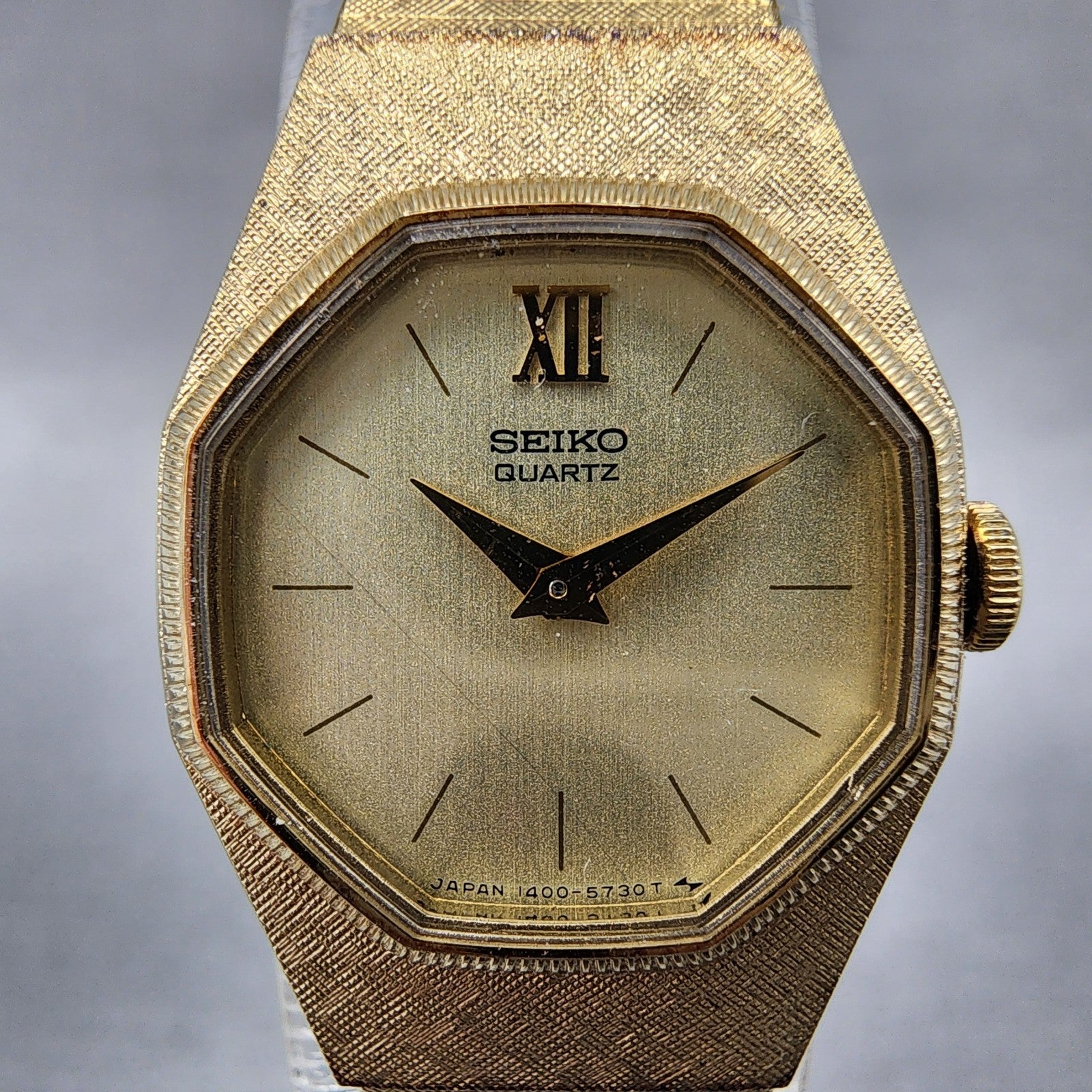 Seiko Watch Women 18mm Champagne Dial Gold Tone Round 14008019 New Battery1