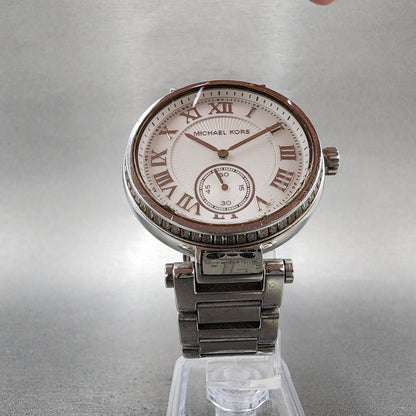 Michael Kors Skylar Watch Women 42mm White Dial Silver Tone MK5866 New Battery5