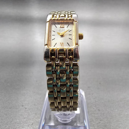 Citizen Watch Women 14mm Gold Dial Gold Tone Rectangle 5421-K10821 New Battery G5
