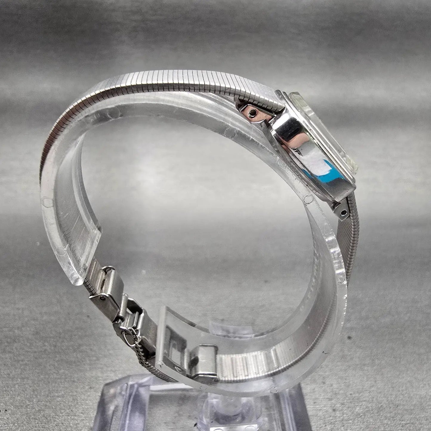 Seiko Watch Women 17mm Blue Dial Silver Tone Rectangle 1100-5729 Manual Works8