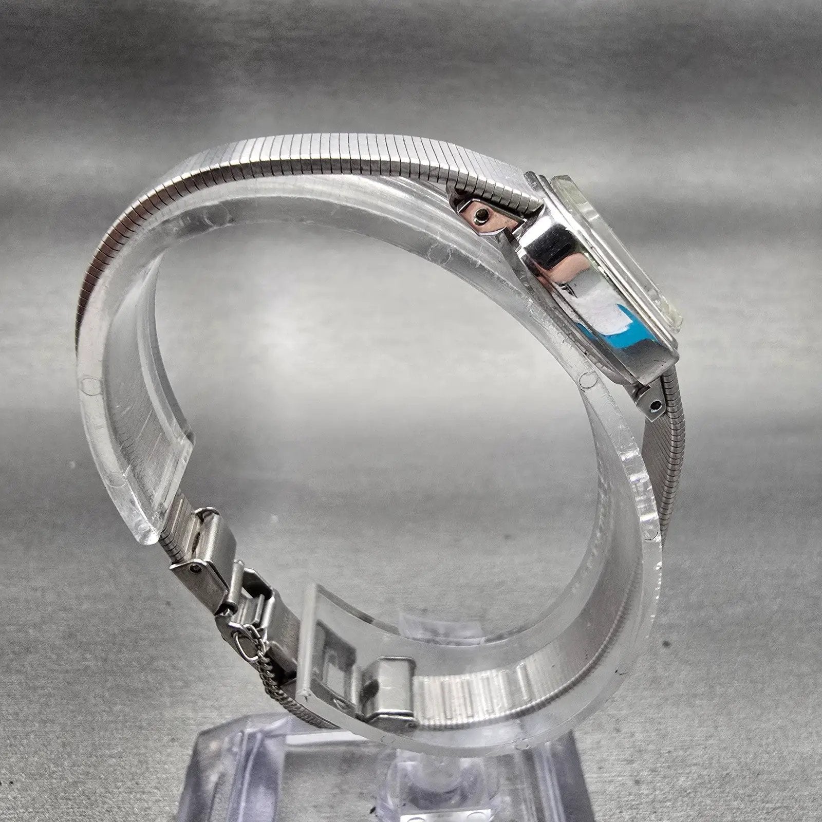 Seiko Watch Women 17mm Blue Dial Silver Tone Rectangle 1100-5729 Manual Works8