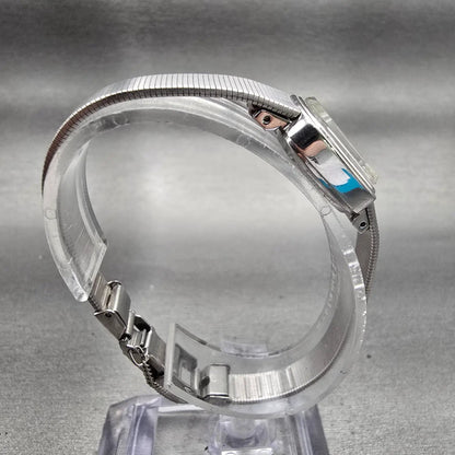 Seiko Watch Women 17mm Blue Dial Silver Tone Rectangle 1100-5729 Manual Works8