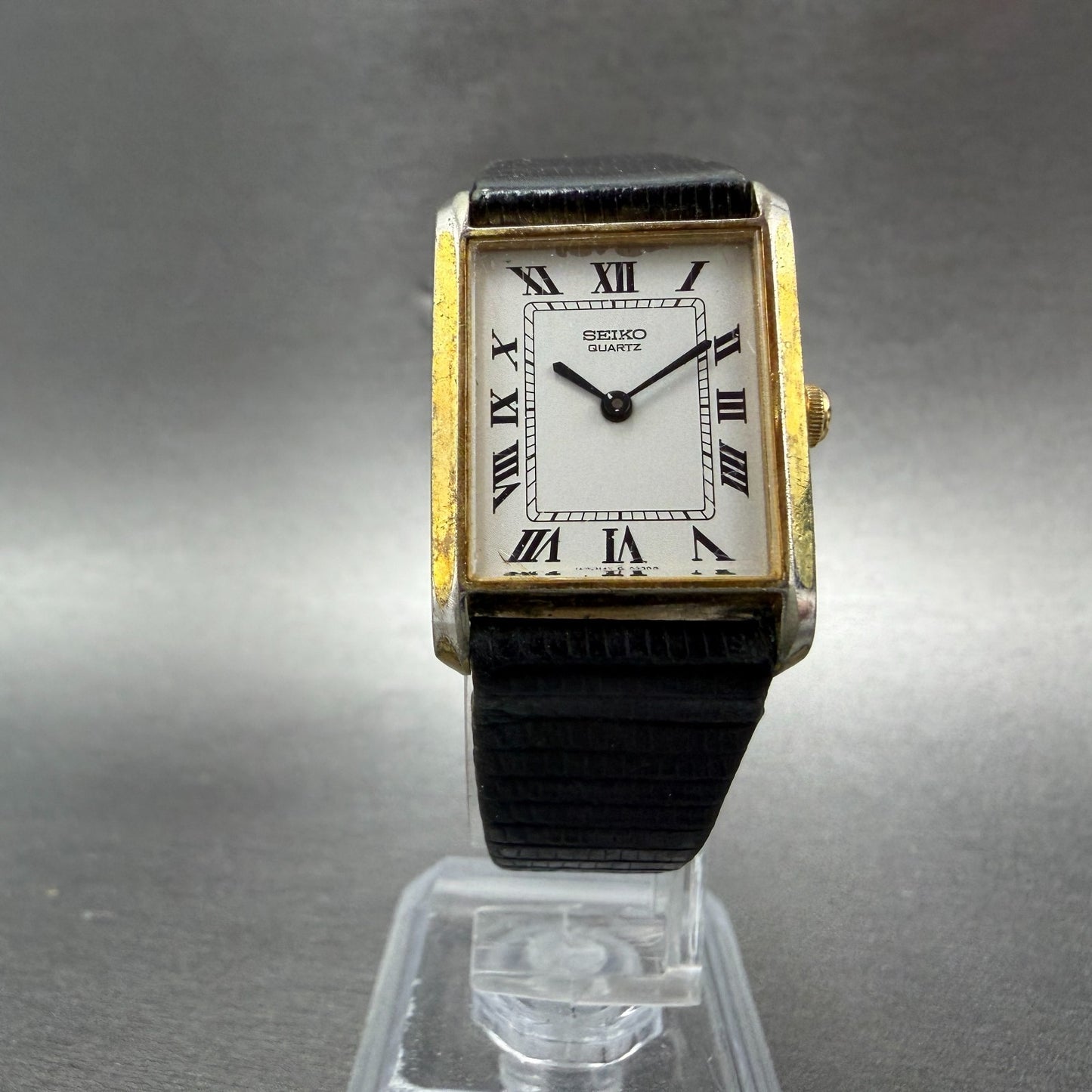 Seiko Tank Watch Women 20mm White Dial Gold Tone Rectangle 4700-5099 PARTS6