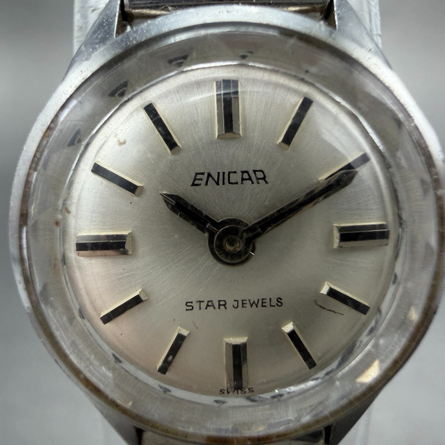 Enicar Star Jewels Watch Women 18mm White Dial Steel Manual Wind Runs VTG ABC1
