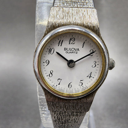Bulova Watch Women 18mm White Dial Silver Tone Round 91L06 New Battery1