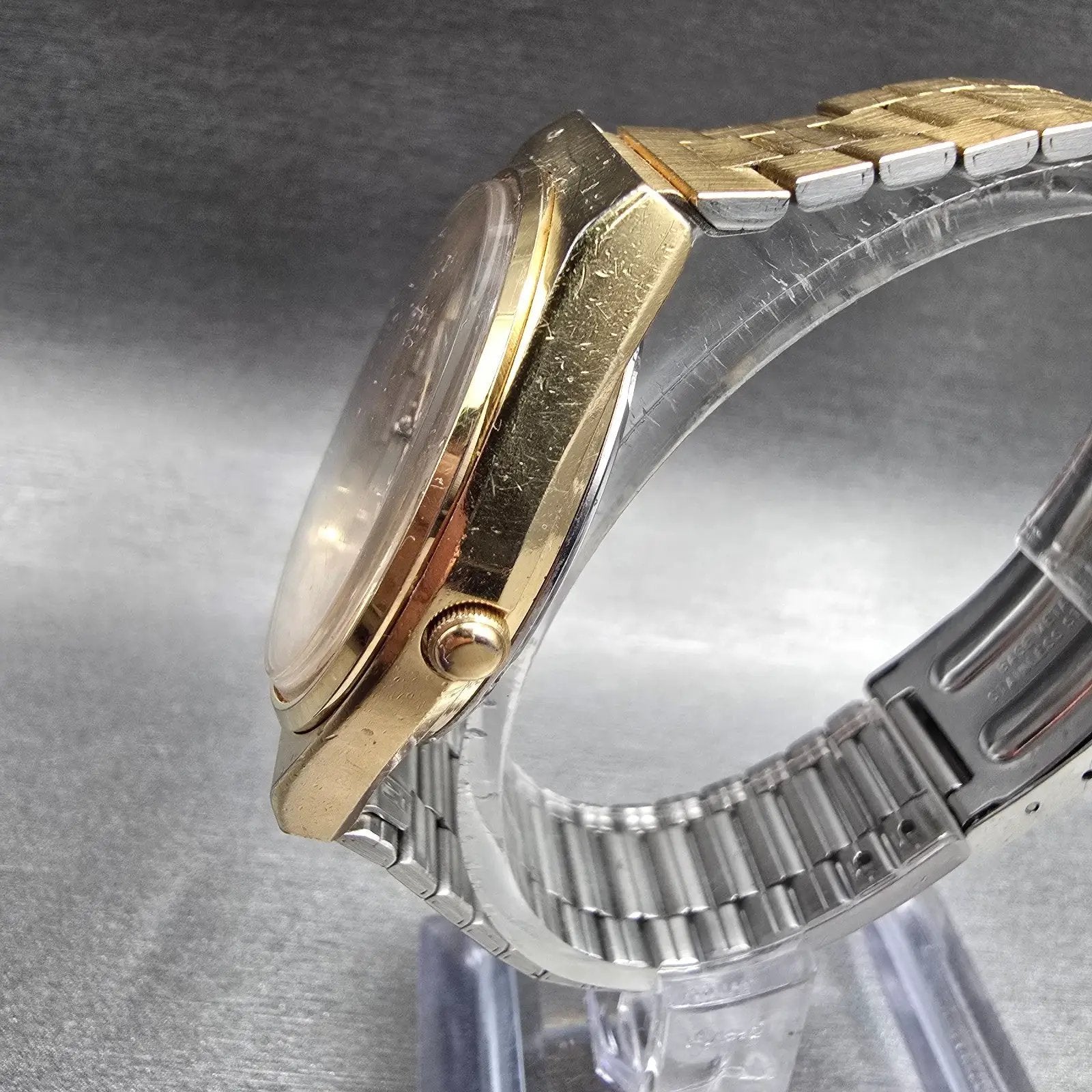Seiko Beoing Watch Men 35mm Silver Dial Gold Tone Daydate 8223-8029 New Battery2