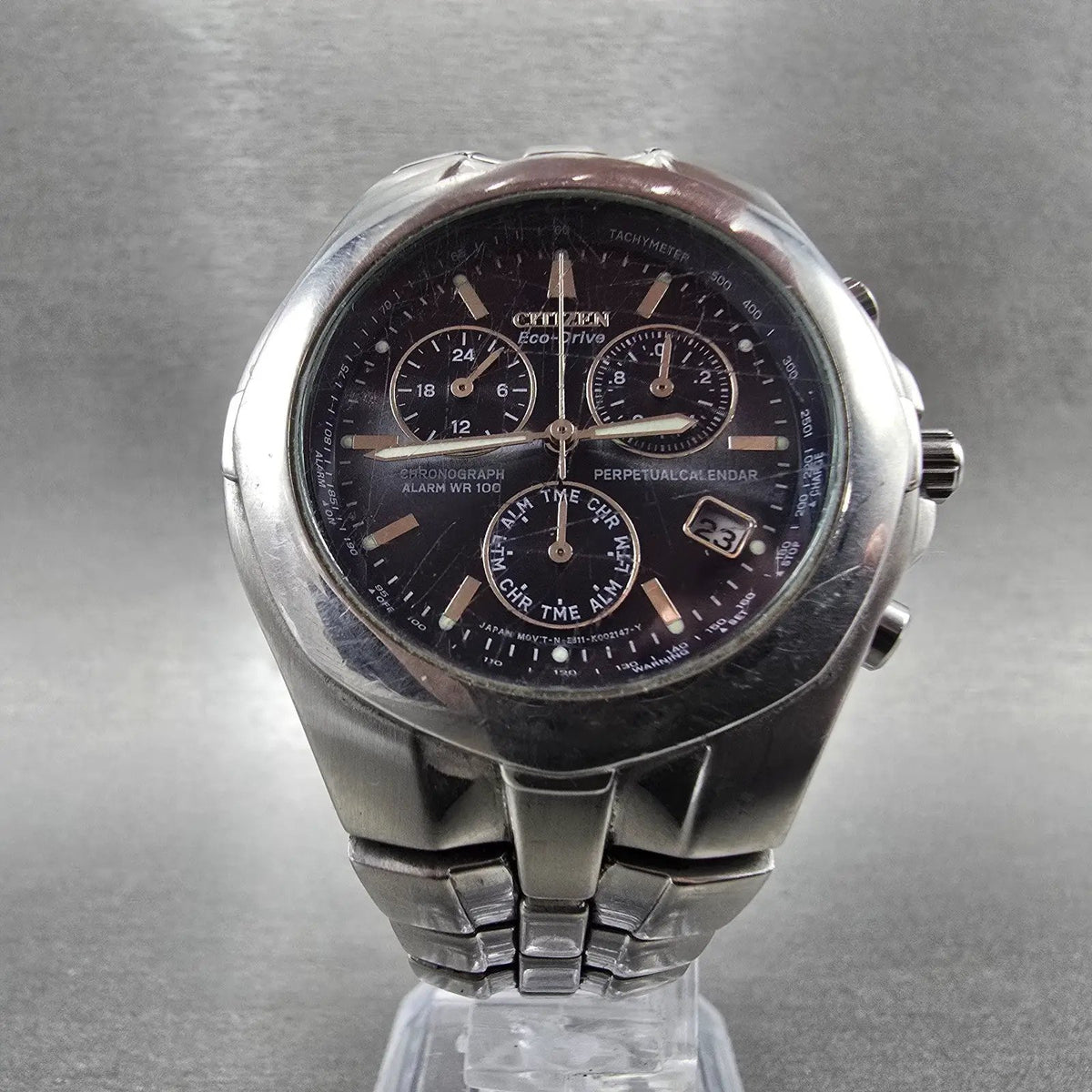 Citizen Eco-Drive Chronograph Watch Men 39mm Blue Dial Silver Perpetual Calendar5