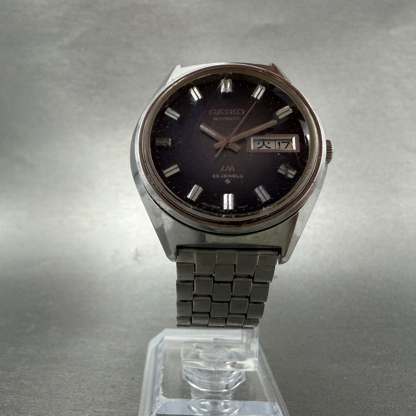 Seiko Lord Matic Watch Men 36mm Blue Dial Silver Tone Daydate 5606-7260 PARTS6