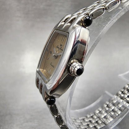 Lucien Piccard Watch Women 18mm Brown Dial Silver Tone Rectangle New Battery2