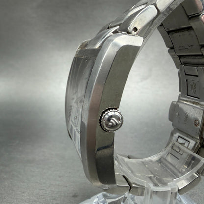 Emporio Armani Tank Watch Men 37mm Silver Dial Silver Tone Rectangle New Battery2