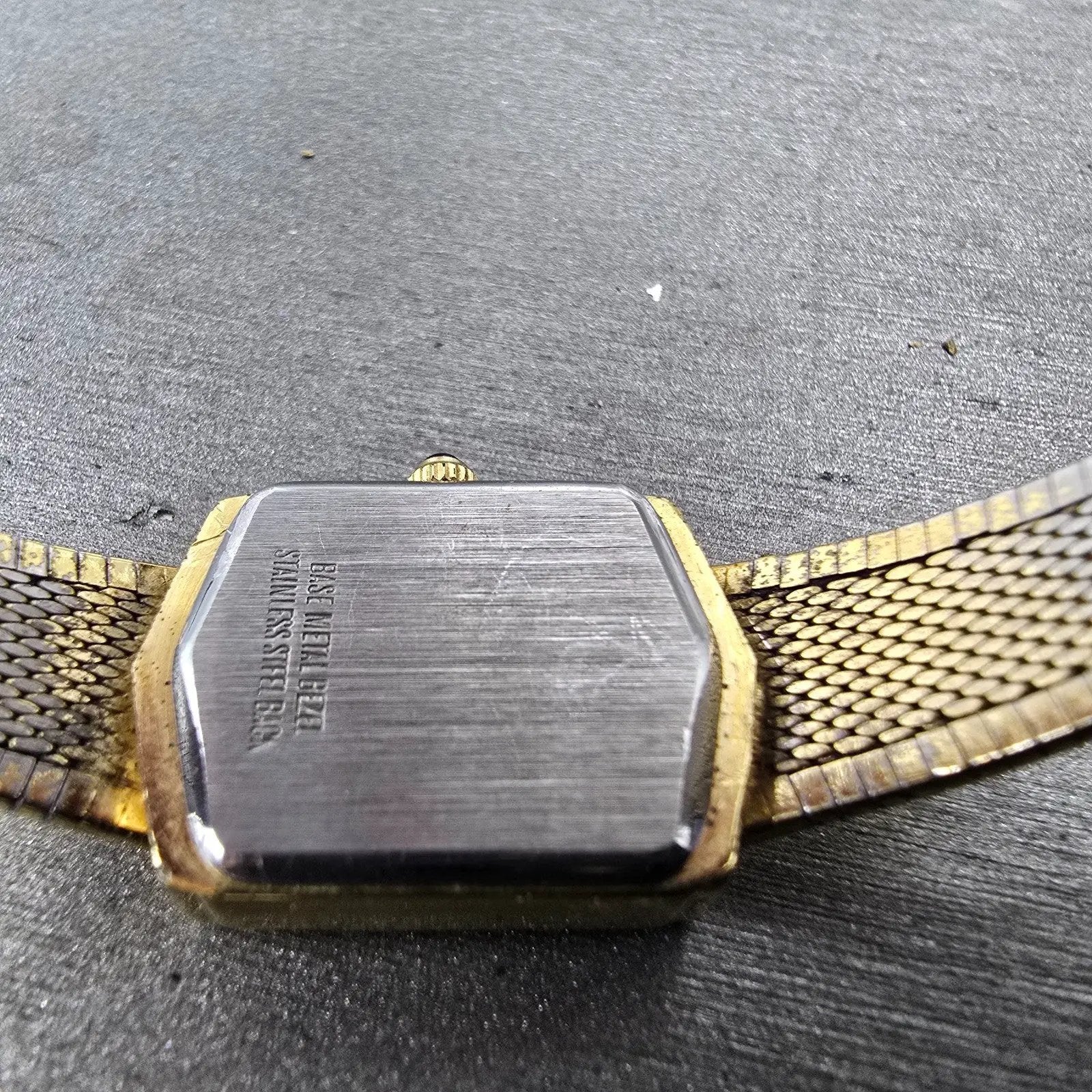 Lucien Piccard Dufonte Tank Watch Women 16mm Gold Dial Gold Tone Hexagon NewBatt10