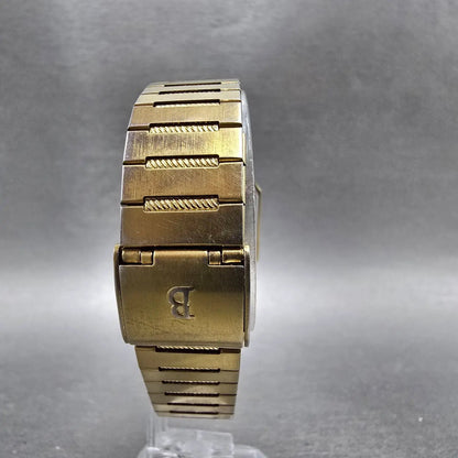 Bulova Tank Watch Men 29mm Silver Dial Gold Tone Date Octagon 92B29 PARTS VTG10