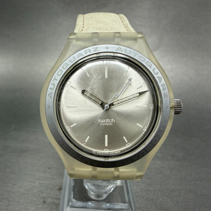 Swatch Auto Quartz Less Is More Watch Unisex 37mm Silver Dial Clear STK100 PARTS0