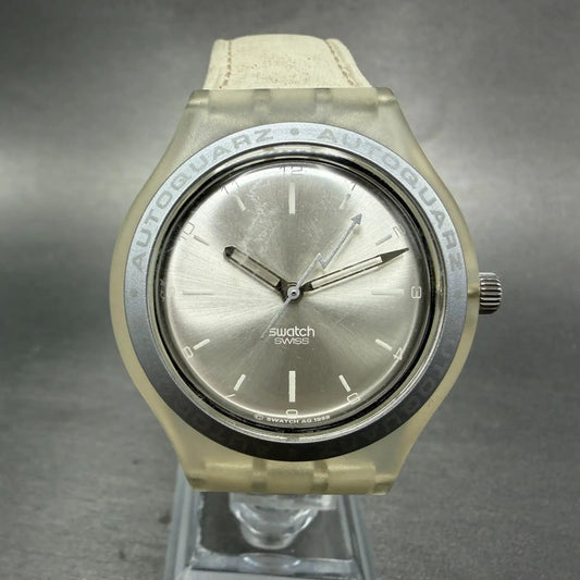 Swatch Auto Quartz Less Is More Watch Unisex 37mm Silver Dial Clear STK100 PARTS0
