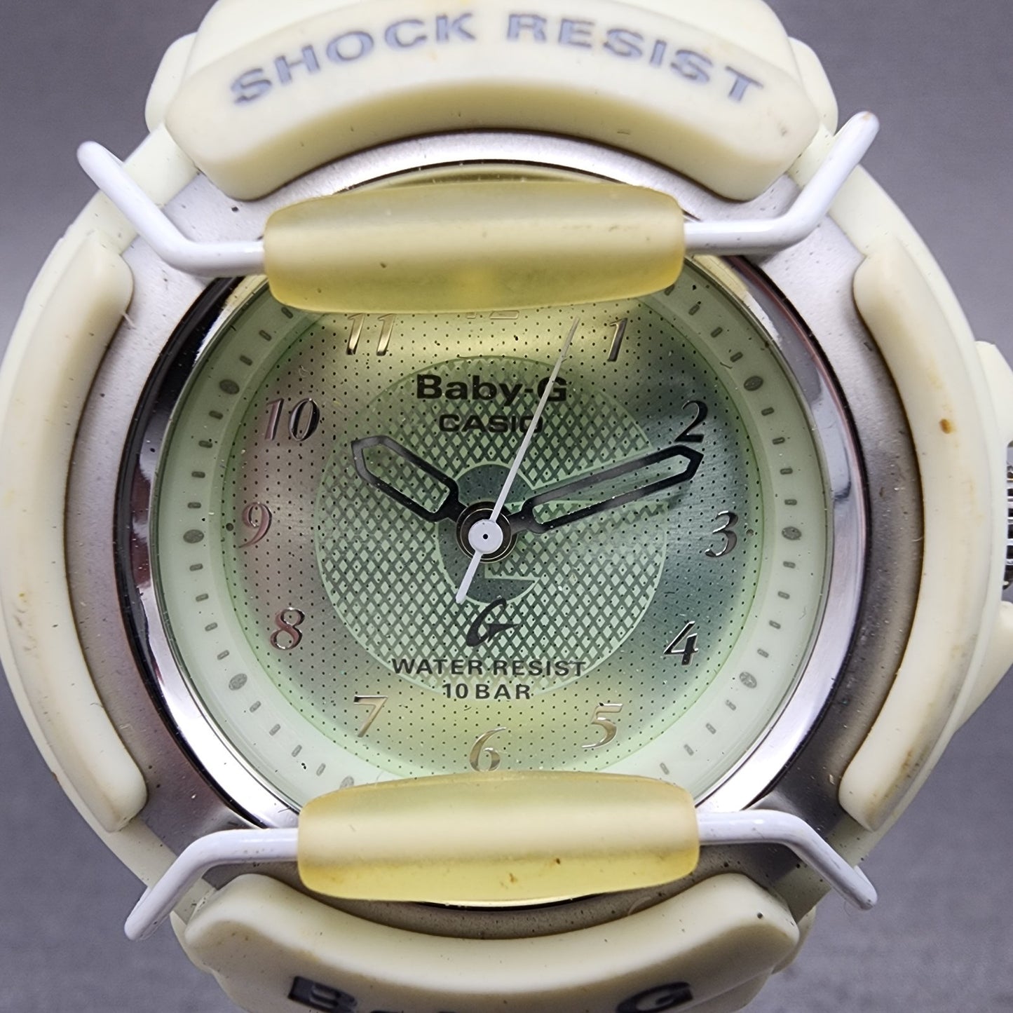 Casio BabyG BG24 Watch Women 42mm Green Dial White Tone Round New Battery1